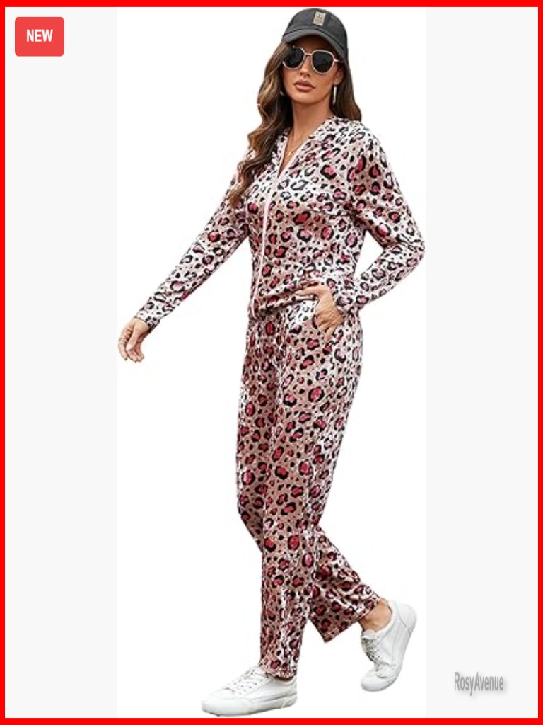 Velour Tracksuit 2 Piece Set Zip Up Hoodie And Sweatpants Loose Fit